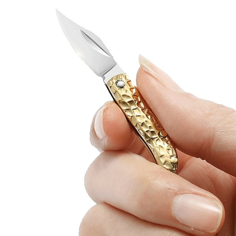 Stainless Steel Blade Brass Handle Pocketknife Collectible Modern Factory Manufactured Folding Knives