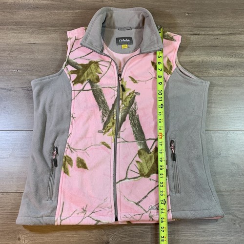 Cabelas Doe Camp Fleece Vest Real Tree Pink Camouflage Sleeveless Women’s XL - Picture 11 of 13