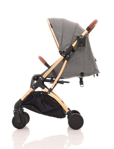 New Kidcol Baby Stroller Foldable & Lightweight Travel Pram UK - Grey/Gold - Picture 3 of 9