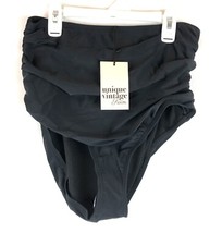 Unique Vintage, Women  s Size Large Black High Waisted Bikini Bottoms