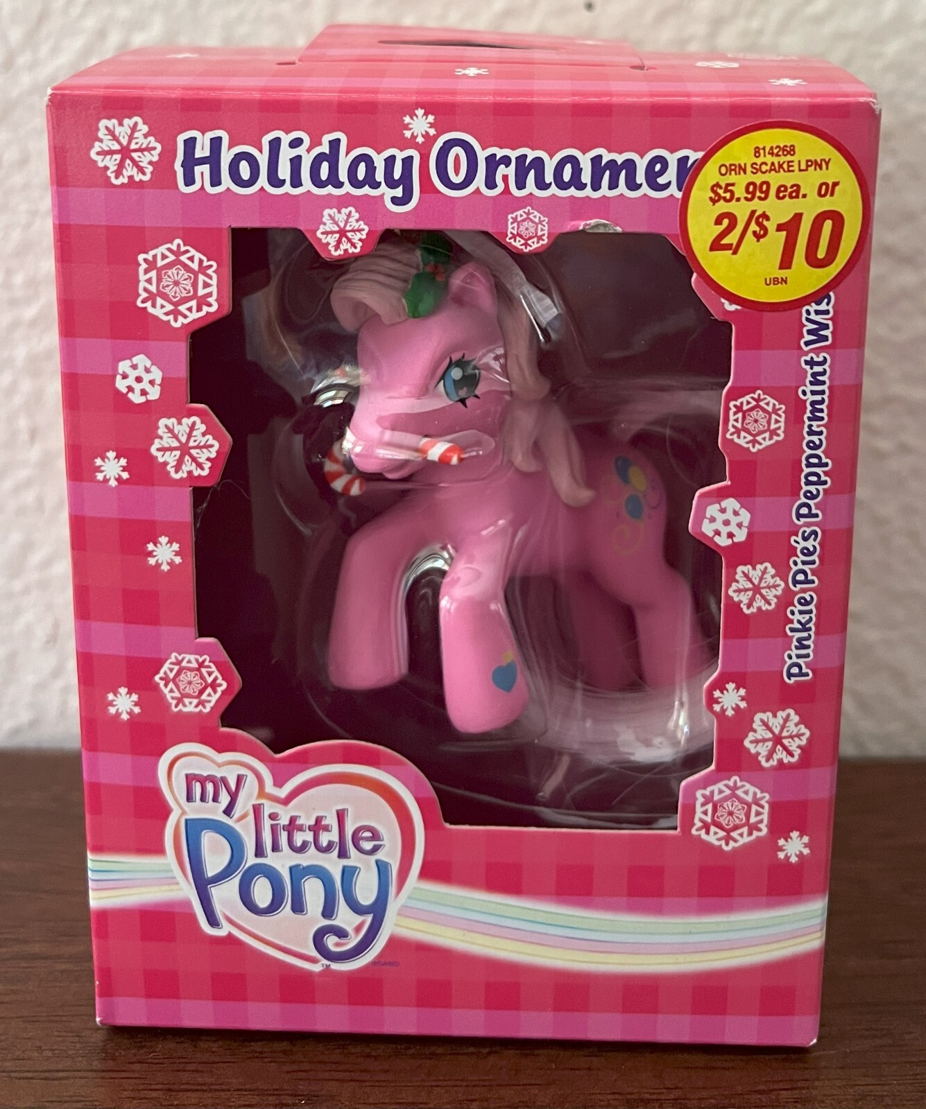 My Little Pony G3 Pinkie Pie con canna da caramelle ornamento natalizio 2004 nuovo con scatola