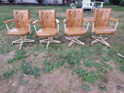 FOUR 1960s DOUGLAS FURNITURE MCM Vintage Swivel Caster Chairs 