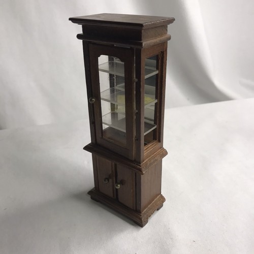 Casa delle Bambole 1:12 China Hutch Scaffale in Legno Scaffali Lucite Armadio - Foto 4 di 10