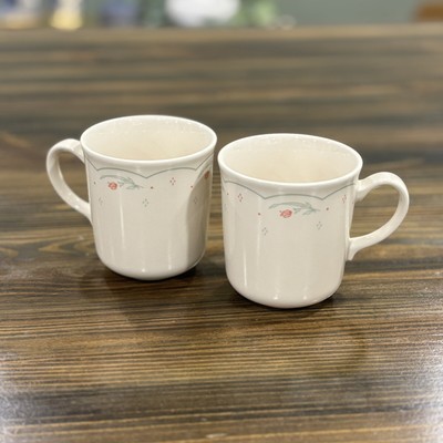 Vintage Corning Ware Corelle Calico Rose Coffee Tea Cup Mugs (2)