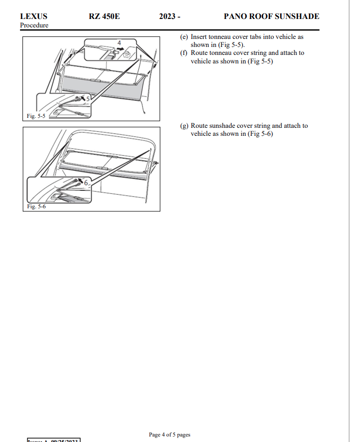 LEXUS OEM FACTORY ROOF SUN SHADE PANORAMIC ROOF 2023-2025 RZ450E