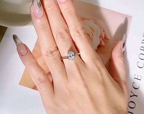 2.5ct Elegant Oval Ring with Lab Grown White Diamond, 18K Gold Vermeil, Simple - Video 1 of 1