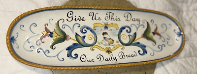 Fitz & Floyd Ricano Bread Plate  Give Us This Day Our Daily Bread 