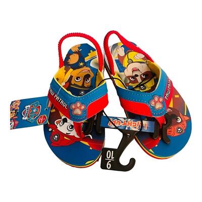 PAW PATROL MARSHALL & CHASE Light-Up Flip Flops  Beach Sandals 9/10