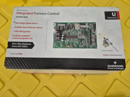 EMERSON WHITE RODGERS UNIVERSAL 21V51U-843 TWO STAGE HSI  FURNACE CONTROL