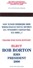 Elect Bob Borton RMS President 2000 Thanks Vintage Matchbook Cubierta