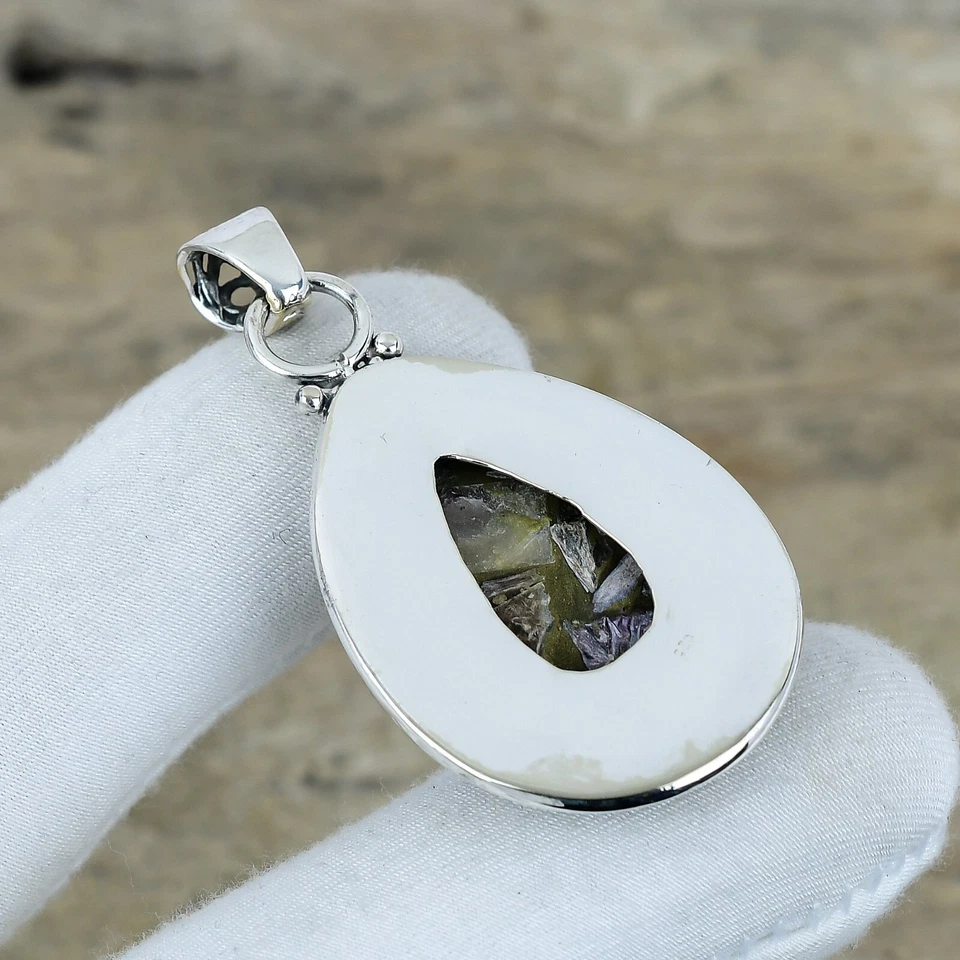 Pendente In Charoite Di Rame In Argento Sterling 925 Per Regali Di Nozze - Immagine 4 di 4