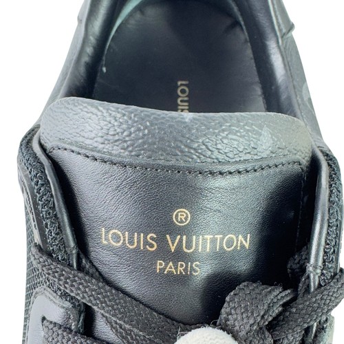 LOUIS VUITTON Black Leather Mesh Monogram Canvas Run Away Sneakers 7.5-8.5US - Picture 6 of 13