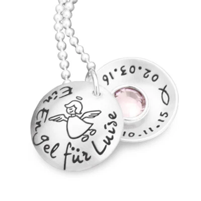 SAMAVAYA Taufkette Mächen EIN ENGEL FÜR DICH Silber Gravur Schutzengel Geschenk Taufe