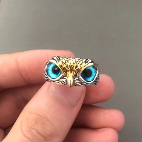 Fashion 925 Silver Blue Eye Owl Ring Women Jewelry Gift Animal Rings Adjustable - Picture 16 of 25