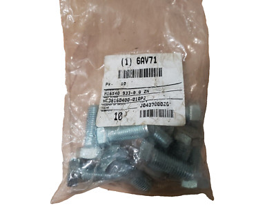 (QTY:10)  M16-40 x 50 mm 933-8.8 ZN Hex Head Cap Screw GRADE 8.8 Bolt Steel Zinc