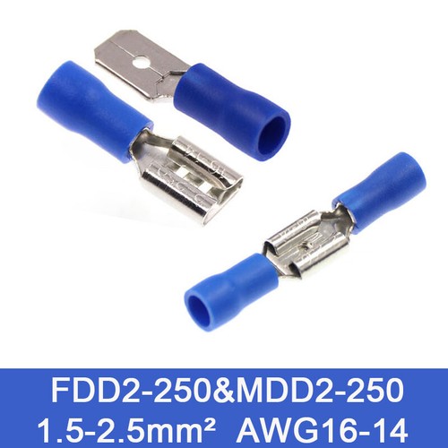 50/200pcs Insulated Spade Electrical Wire Connectors Crimp Terminals Male/Female - Picture 12 of 32