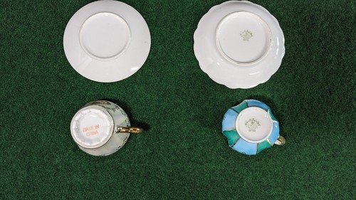 Tazas de té y platillos pequeños de colección decoración del hogar - Imagen 3 de 14