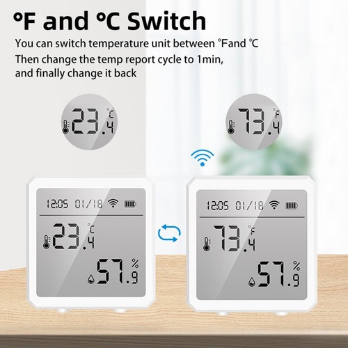 App Controlled Smart WiFi Thermometer Hygrometer with Large LCD Display - Picture 4 of 7