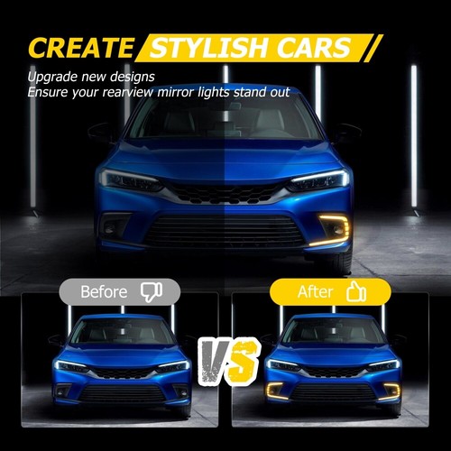 For Honda Civic 2021 2022 LED DRL Daytime Running Light Fog Lamp w/ Turn Signal - Picture 5 of 12