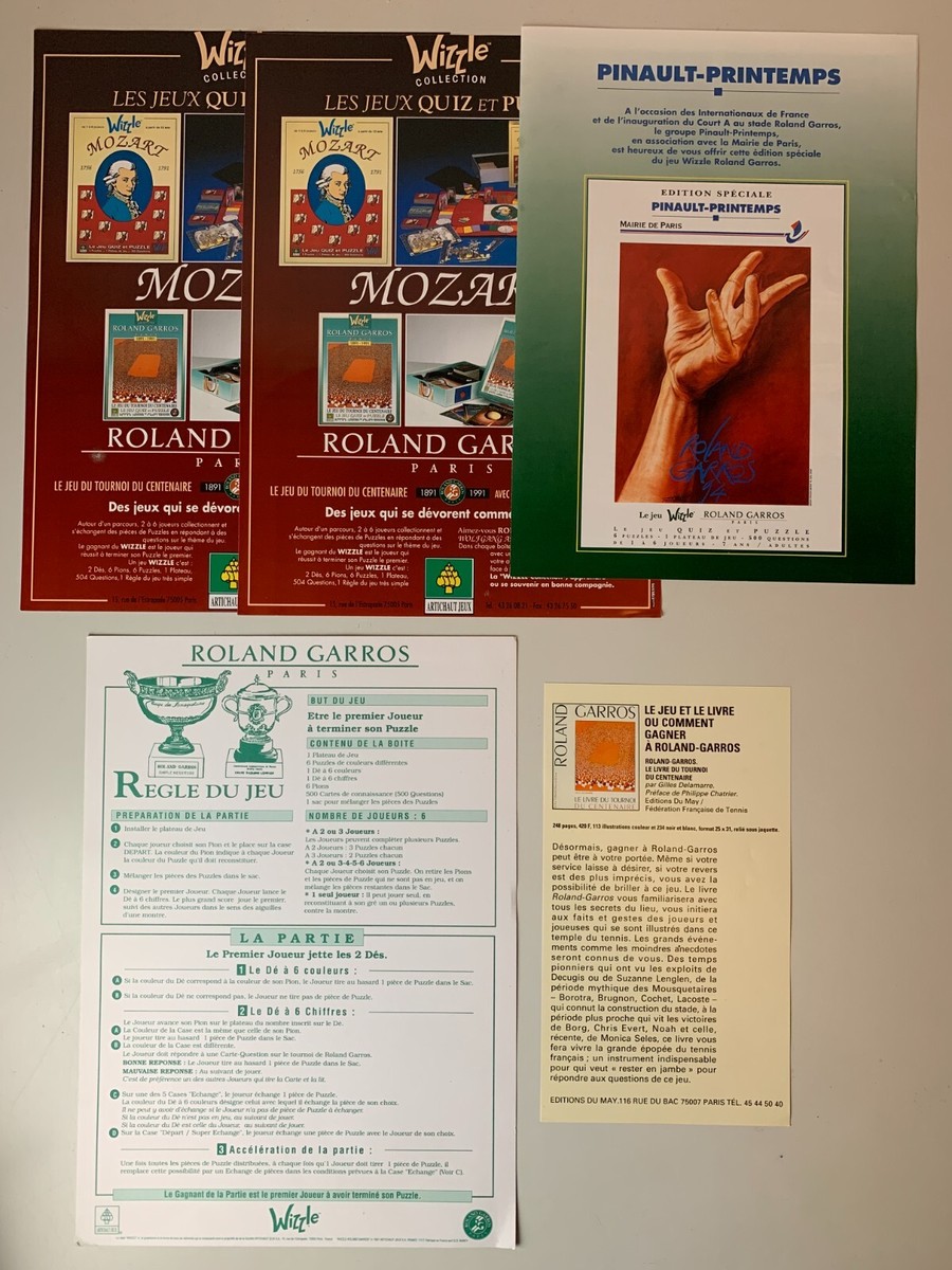 Jeu Vintage Roland Garros Quizz Et Puzzle Artichaut Jeux - Occasion, 2 Joueurs, France