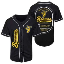 Lets go Savannah Bananas Baseball Jersey New AOP Black 3D S-5XL US1168