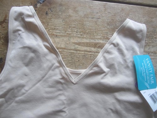 LOT 2 Vanity Fair Smoothing Comfort Spin Tank Cami 17672 Damask Neutral 2XL - Picture 2 of 5