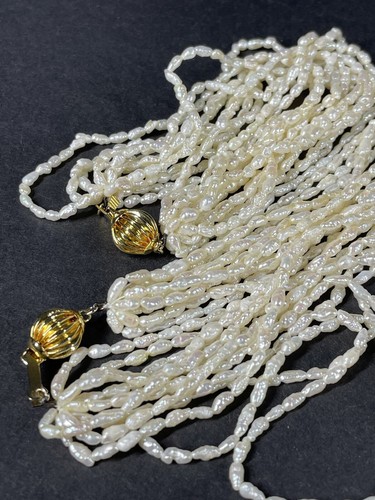 Beautiful Multi Strand Potato Pearl Necklace And Matching Bracelet Ball Clasp - Picture 8 of 9
