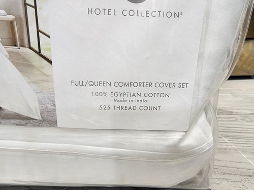 Hotel Collection 525 Tc. Egyptian Cotton Sateen Queen Duvet Cover Set White $330 - Picture 5 of 6