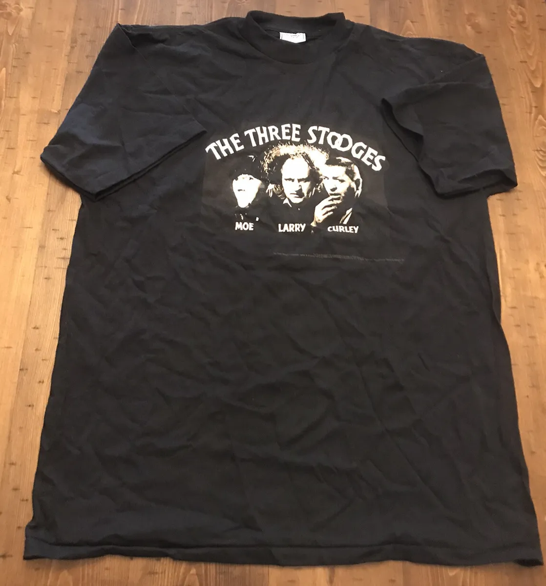 Vintage 90s The Three Stooges Movie Promo Tee T-Shirt Size XL Black USA