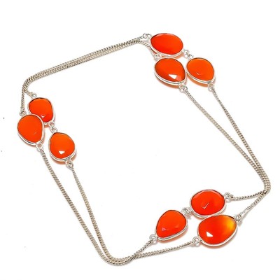 Natürliche rote Karneol 925 Sterling Silber Kette Hochzeit Sakral Chakra Halskette