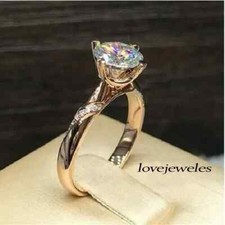 Lab-Created 2.77CT Round Cut Diamond 14K Rose Gold Over Engagement Wedding Ring