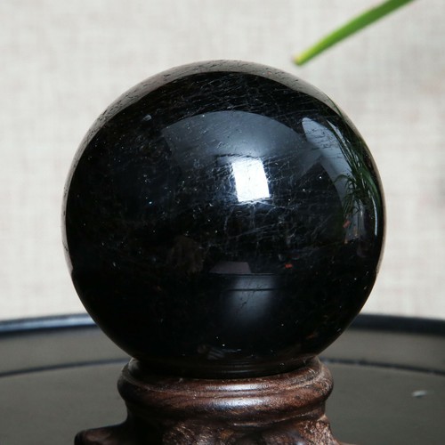 B1376-329g Natural Black Tourmaline Crystal Sphere Round Crystal Ball Healing - Picture 10 of 11
