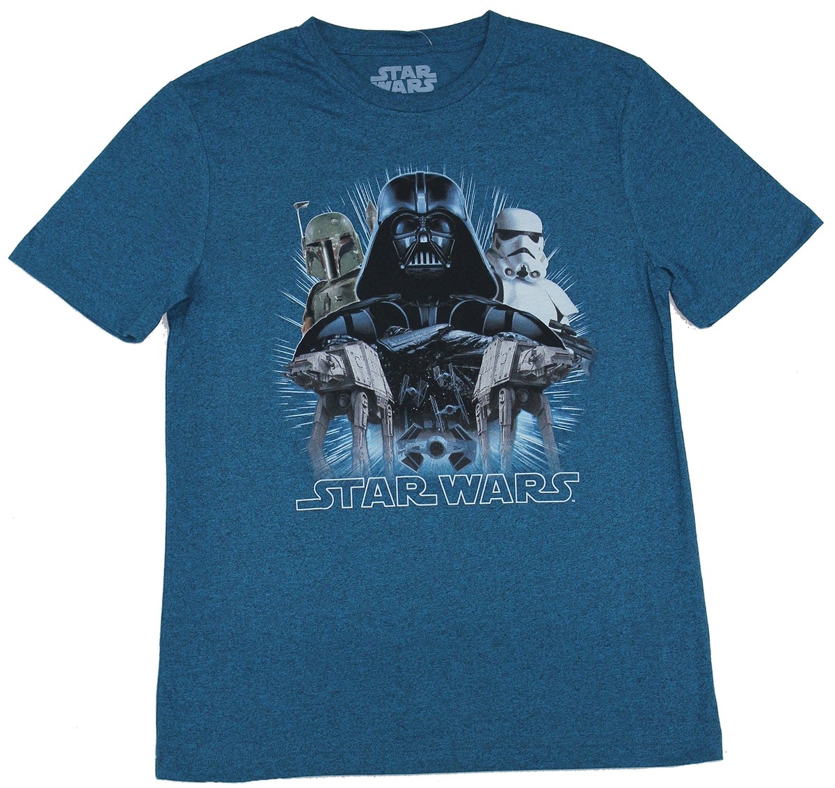 Star Wars Mens T-Shirt -Darth Vader Boba Fett Trooper over