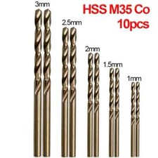 10pcs HSS M35 Cobalt Coated Twist Drill Bit Set 1mm 1.5mm 2mm 2.5mm 3mm