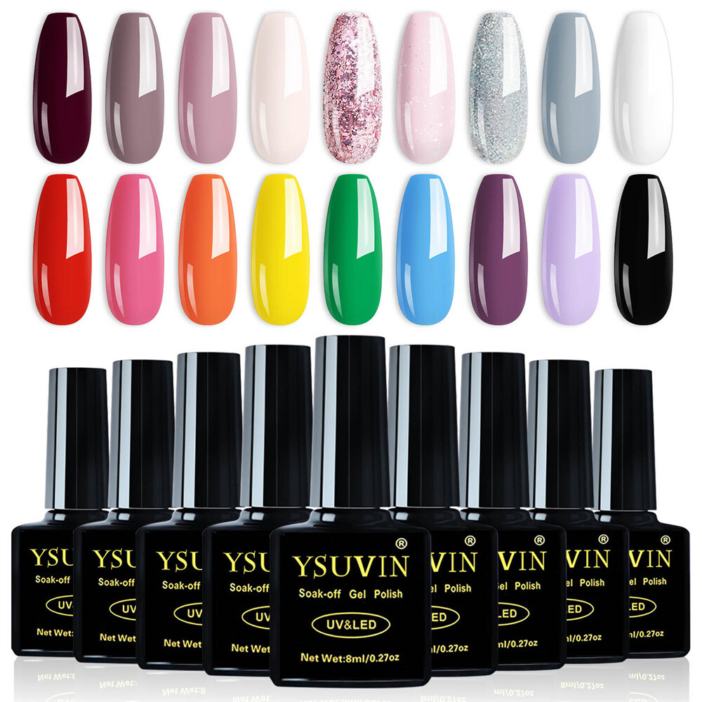 20PCS Nail Gel Polish Set Soak off UV LED Colour Base Top Coat Nail