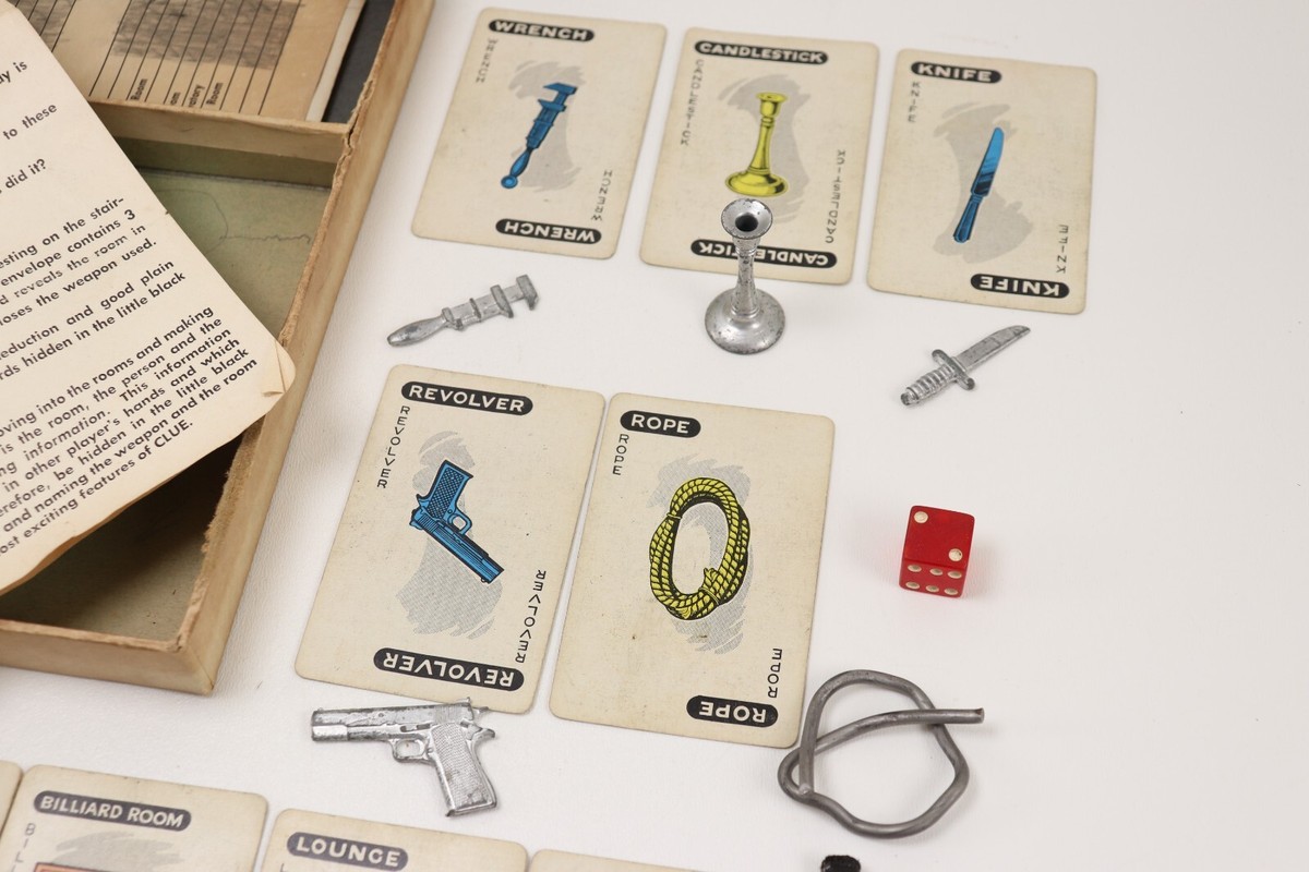 Vintage Clue Detective Game Parker Bros 1950 Not Complete No Board