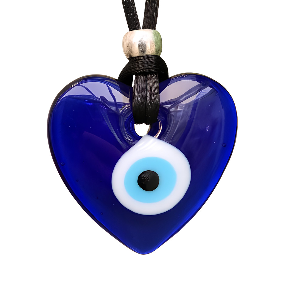 Evil Eye Heart Pendant Necklace Nazar Lucky Protection Glass Kabbalah Jewellery