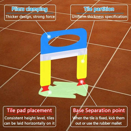 1000x Tile Leveling Spacer System Tool Clips Wedges Flooring Lippage Plier 1.5mm - Bild 6 von 10