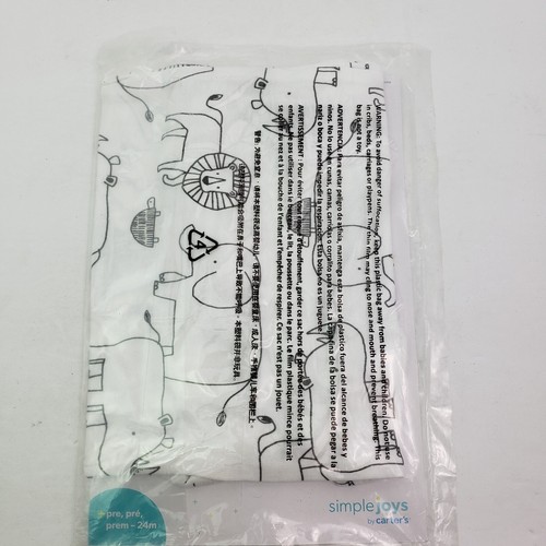 Simple Joys By Carters Infant Baby Size 3-6 Months White Animal Bodysuit - Picture 3 of 5