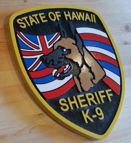 Policía Hawaii Sheriff k-9 3D enrutado madera parche placa signo personalizado - Imagen 2 de 3