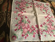 Vintage Purple Carnations Hankie GC §
