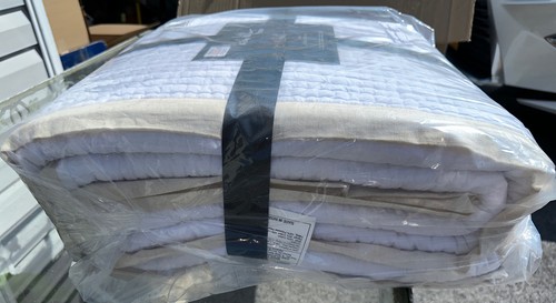 NICOLE MILLER HOME Summer Quilt Linen Border king size white natural NEW NWT - Picture 6 of 7