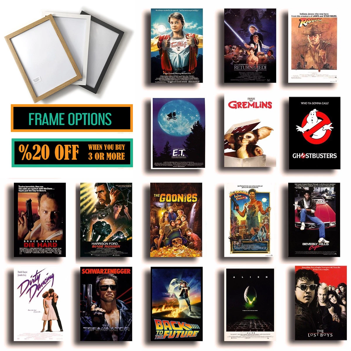 CLASSIC 80s MOVIE POSTERS, Framed Film Print Options, A3 A4 Size Poster  Wall Art | eBay