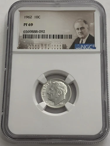 1962 NGC PF69 90% PROOF SILVER ROOSEVELT DIME GREAT EYE APPEAL PORTRAIT LABEL