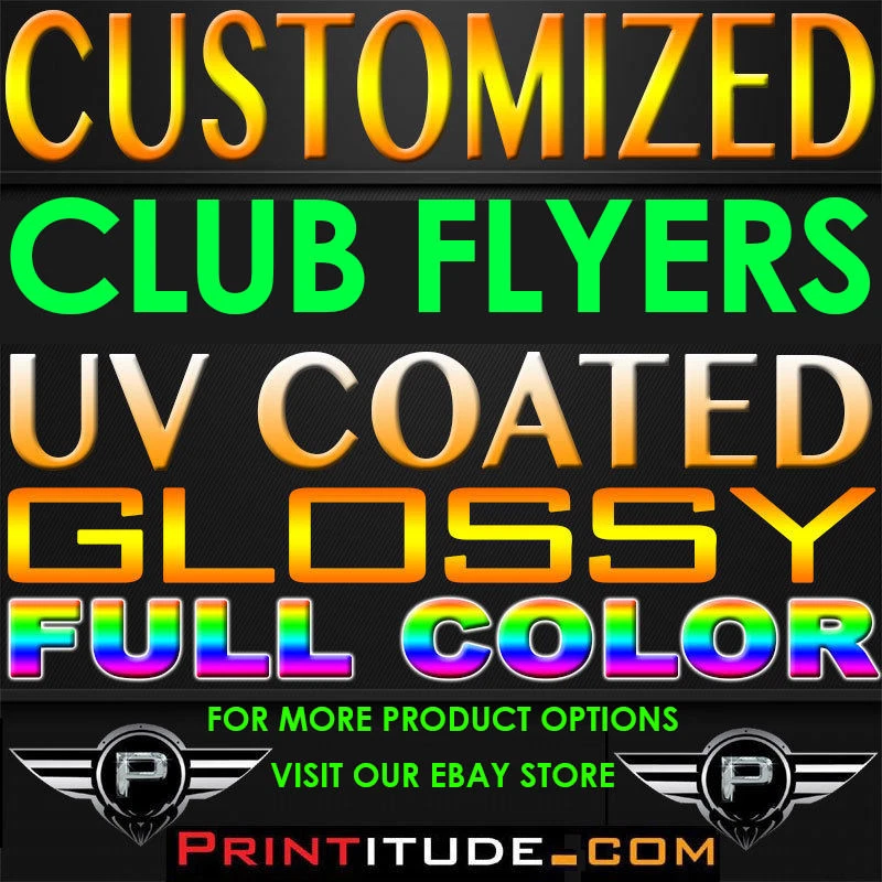 10000 CLUB FLYERS 5.5x2.125 FULL COLOR UV GLOSS 2SIDE 14PT POSTCARD OFFSET PRINT - Image 1 of 1