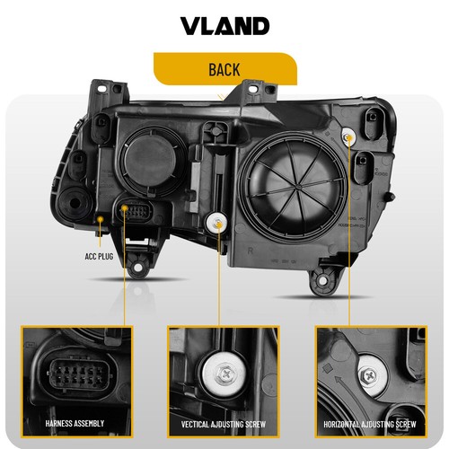VLAND LED Headlights Black Style For 2011-2015 Chrysler 300 W/Start-up Animation - Foto 9 di 14