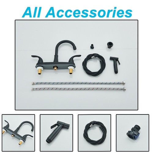 Modern Kitchen Faucet with Pull Out Side Sprayer 3 Holes Mixer Tap for Sink RV - Picture 3 of 23