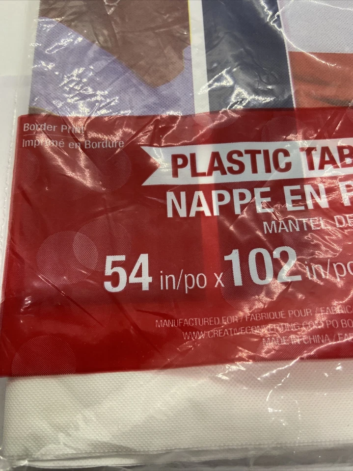 Waving Flag Tablecover Plastic 54 x 102 July 4th Stars Stripes - Image 2 of 4