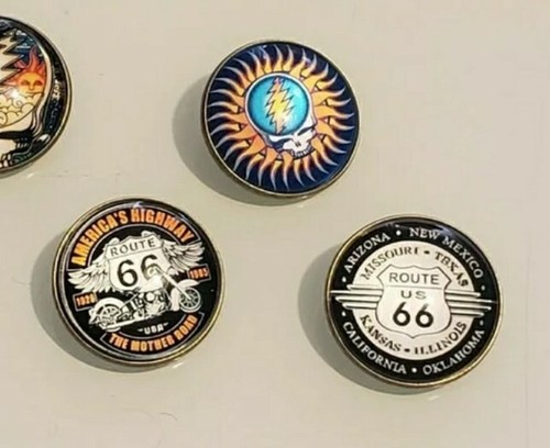 Rock and Roll Music 5 Piece Pin Set Clear Resin Dome and Copper Pin Set - Picture 2 of 4