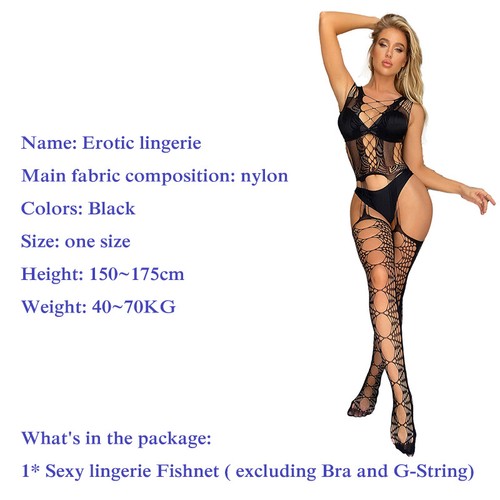 Body Donna Fishnet Sexy Body Stocking Lingerie Babydoll Costume da Notte Costume da Sonnaggio - Foto 71 di 84